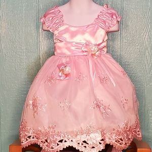 ❤️ New princess line pink embroidered flowers sequins Size S (0-6months)